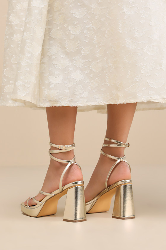 Lace-up Shiny Sandals High Heels