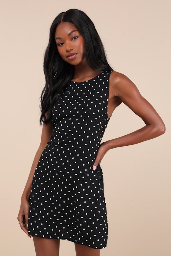 Ayana Black Polka Dot Backless Sleeveless Mini Dress 4
