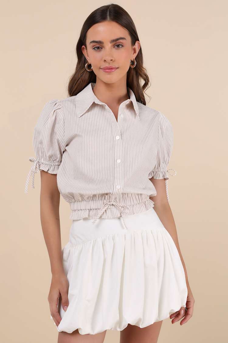 Cutely Defined White Bubble-Hem Mini Skort