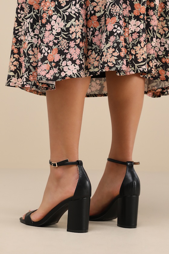 Ankle Strap Sandals - Black Block Heels - Black Heeled Sandals - Image 2