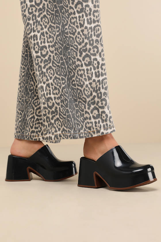 Mia Black and Brown Platform Mules 1