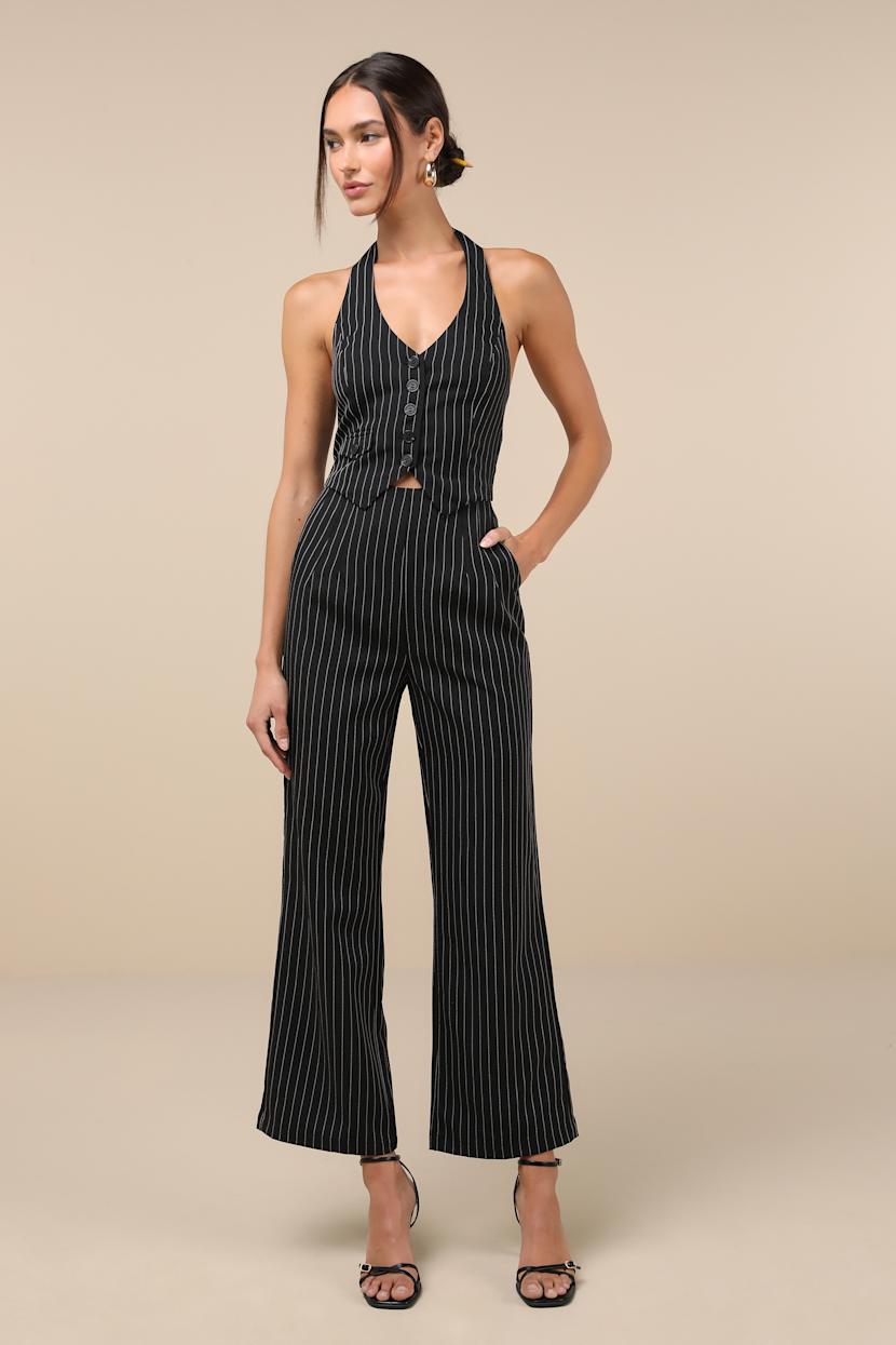 Black and White Top - Pinstripe Vest - Vest Top - Striped Vest - Lulus