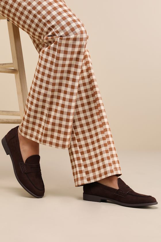 【Loulouseoul】Buckle Fur Flat Shoes (Brown/Cream) Brown Loafer Flats - Faux Suede Loafs - Slip-On Loafer Flats