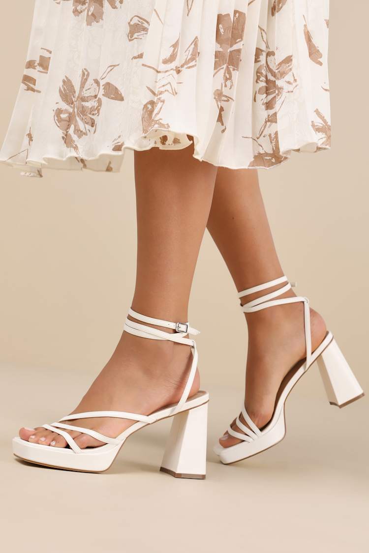 Platform Heels Boohoo Strappy Heels Strappy Heels Mid Block Wrap