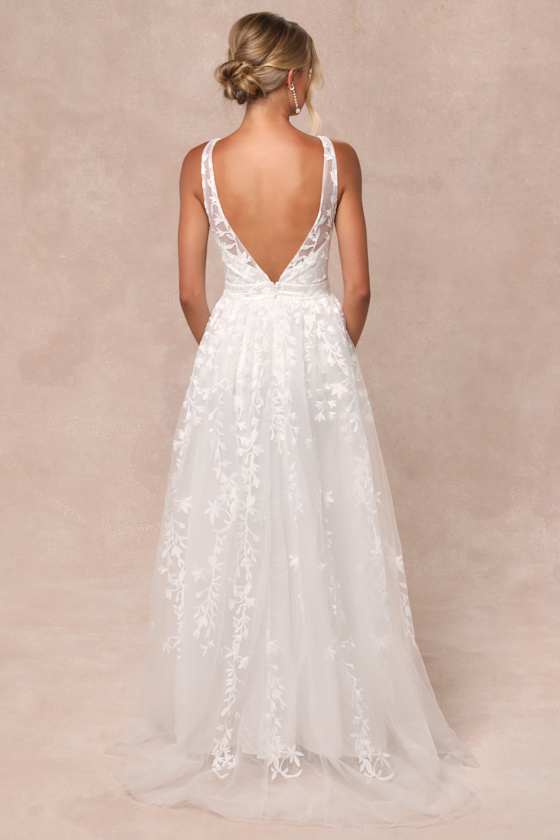 Boundless Romance White Embroidered Floral Backless Maxi Dress 6