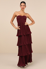 Seriously Sensational Plum Purple Strapless Tiered Maxi Dress 4