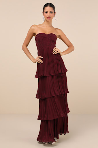 Seriously Sensational Plum Purple Strapless Tiered Maxi Dress 4