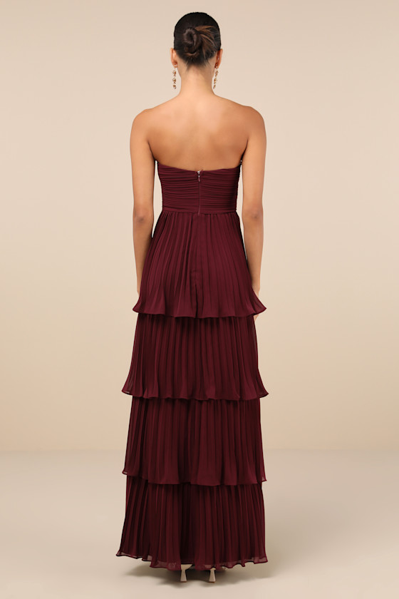 Shop Lulus Seriously Sensational Plum Purple Strapless Tiered Maxi Dress