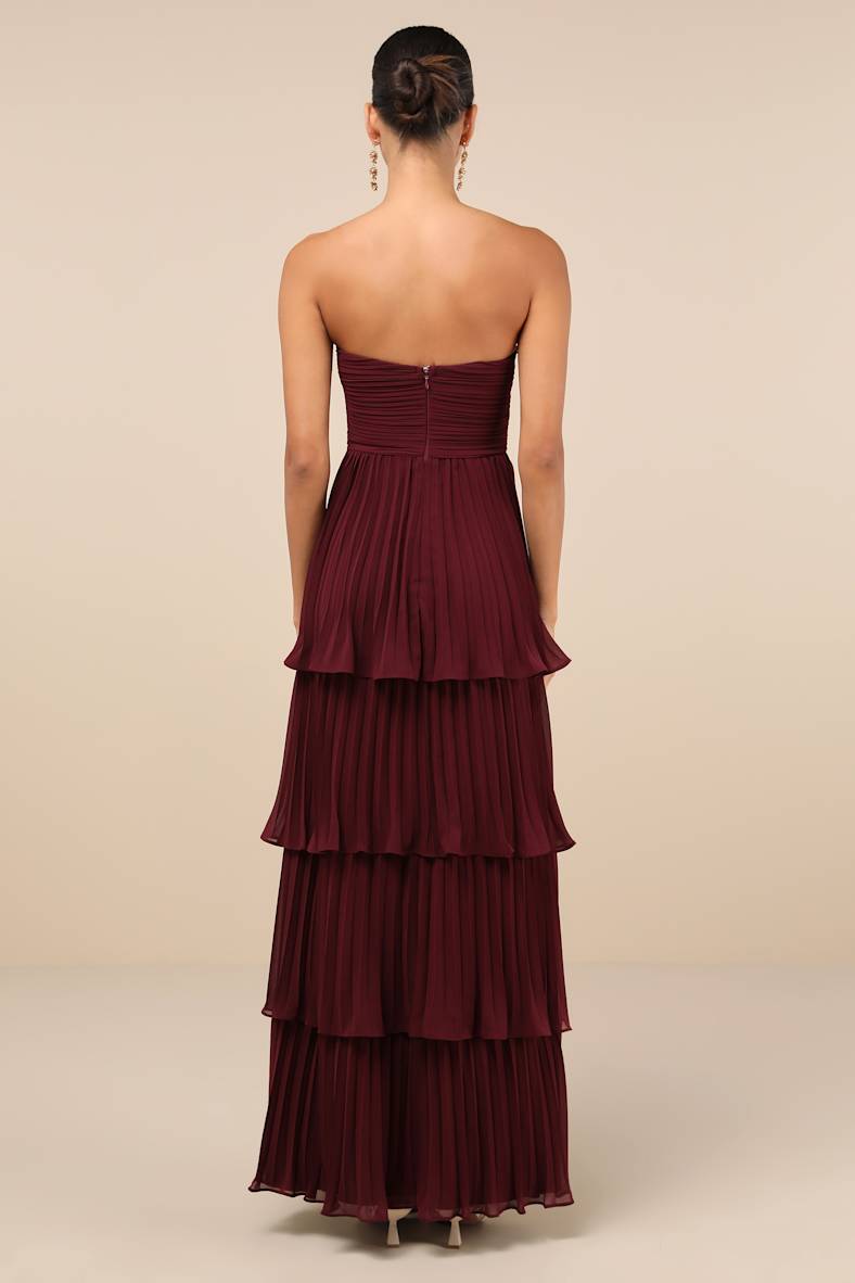 Seriously Sensational Plum Purple Strapless Tiered Maxi Dress