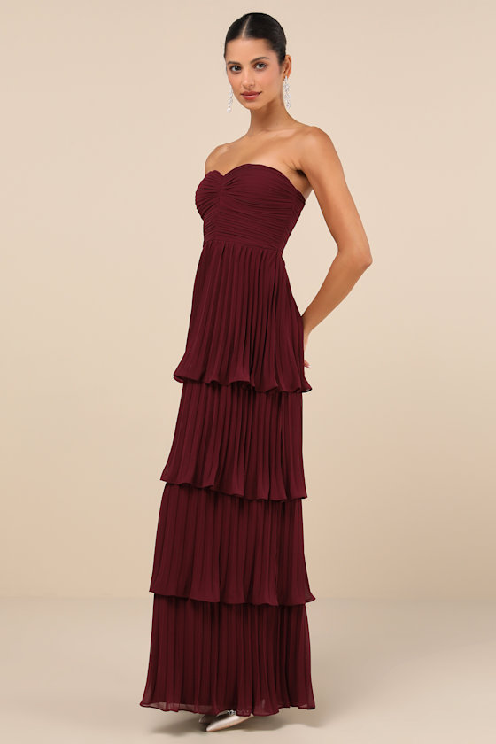 Shop Lulus Seriously Sensational Plum Purple Strapless Tiered Maxi Dress