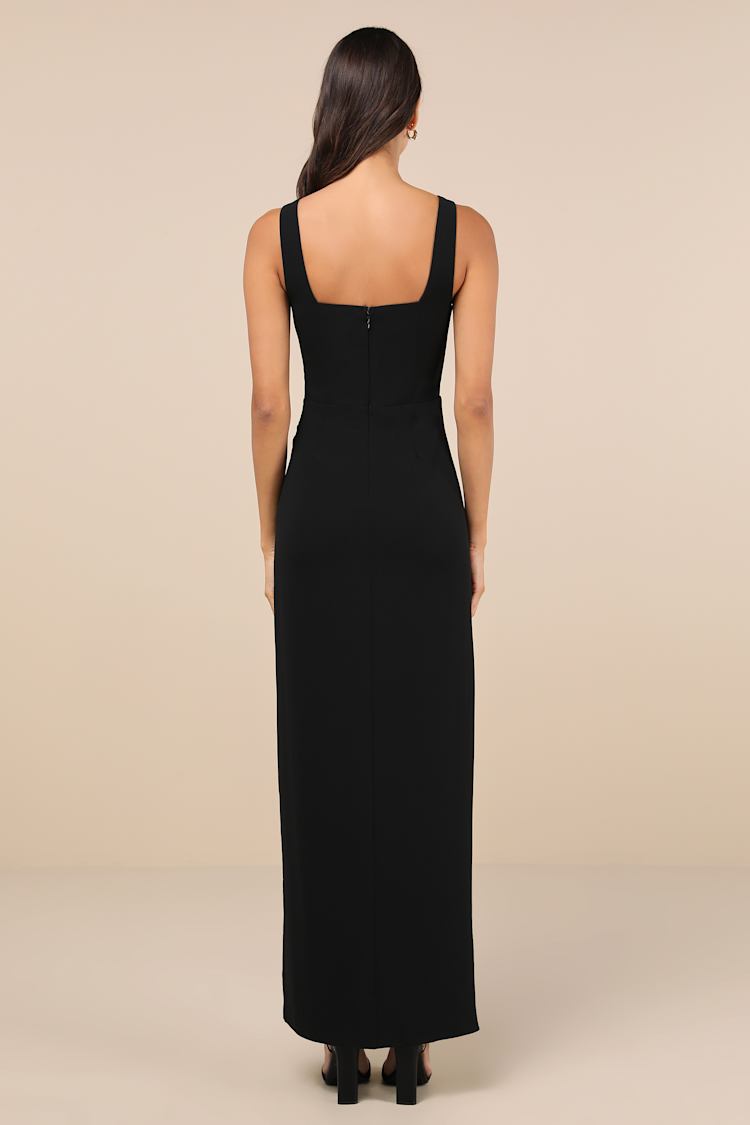 Glamorous Disposition Black Ruched Maxi Dress