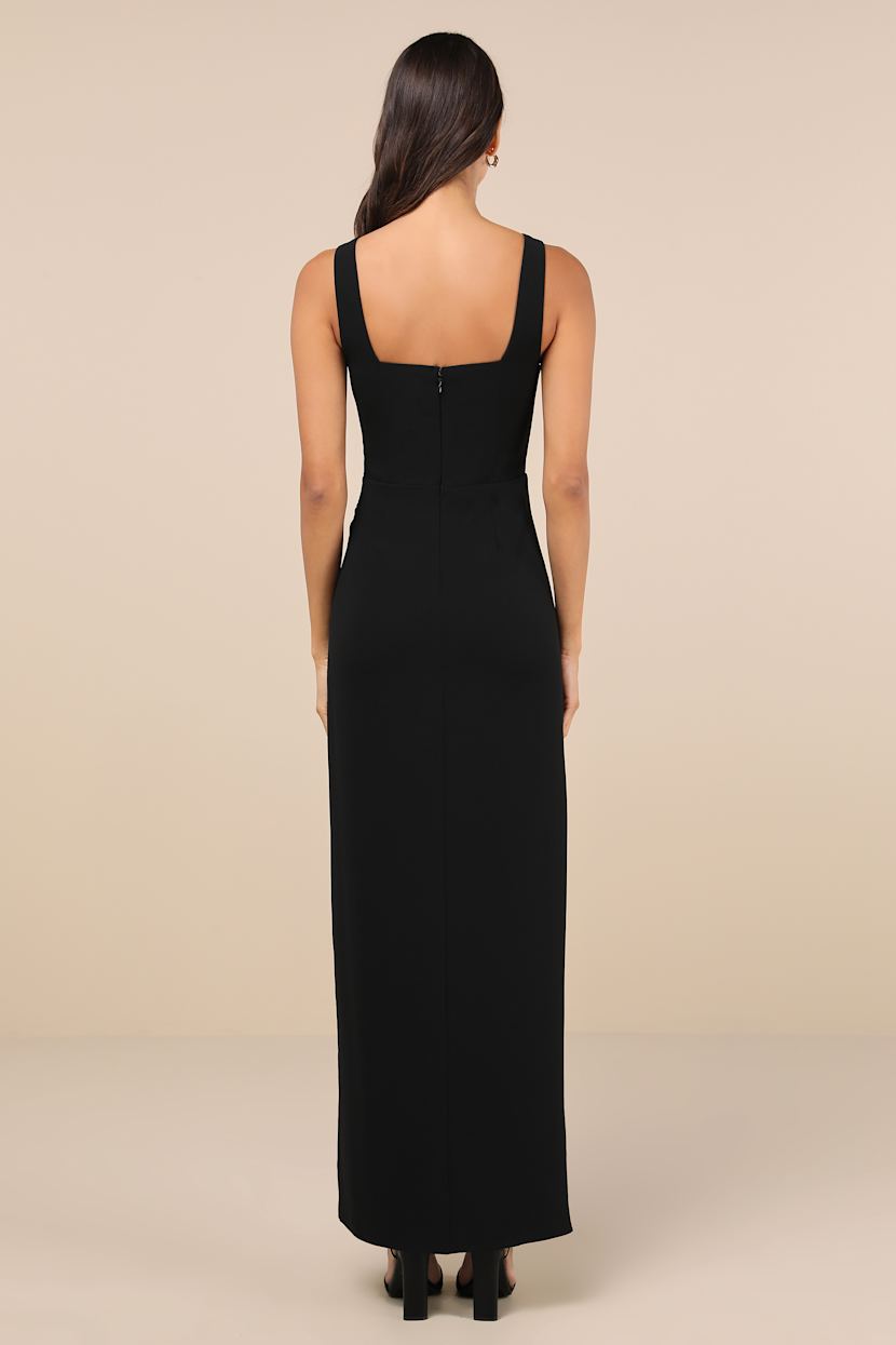 Black Ruched Maxi Dress | Womens | Medium (Available in S, L, XL) | 100% Polyester | Lulus | Prom