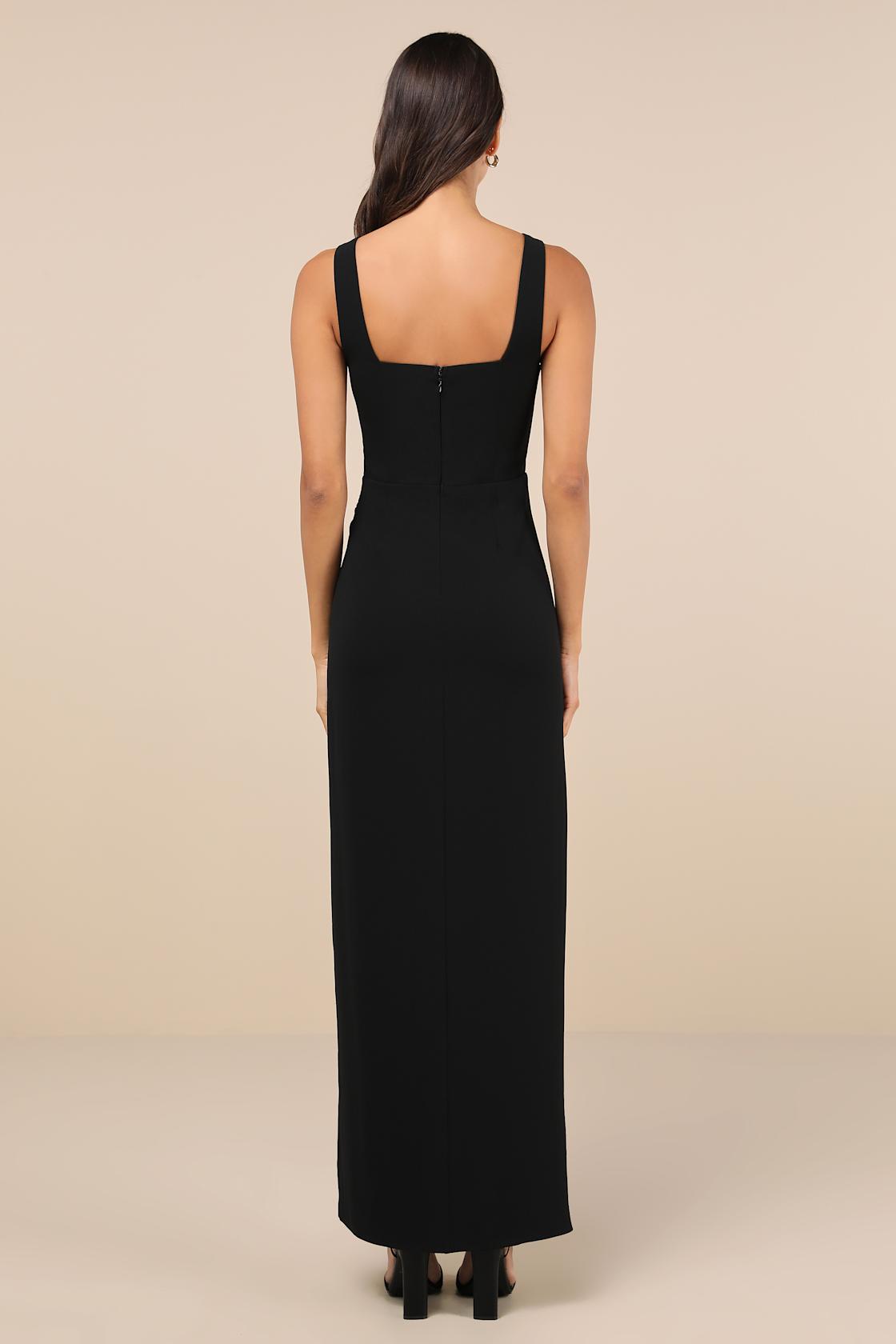 Glamorous Disposition Black Ruched Maxi Dress
