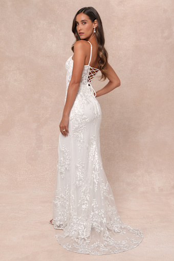 Ethereal Elegance White Embroidered Lace-Up Maxi Dress 3