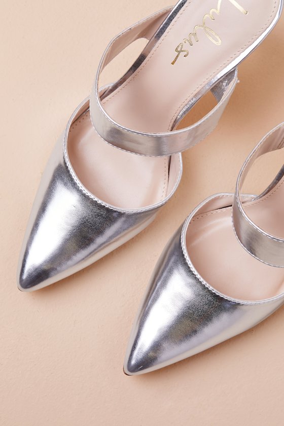 Lulus Faire Silver Pointed-toe Mules In Silver