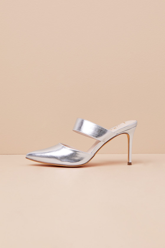 Lulus Faire Silver Pointed-toe Mules In Silver
