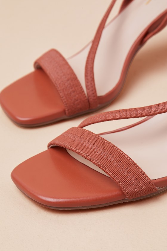 Lulus Capucine Terracotta Strappy Slingback High Heel Sandals In Brown