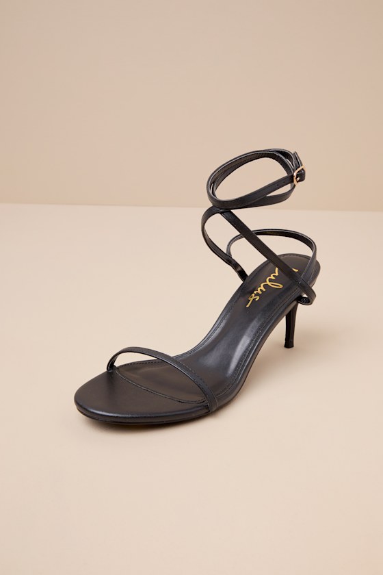 Lulus Sydd Black Ankle Wrap Low Heel Sandals In Black