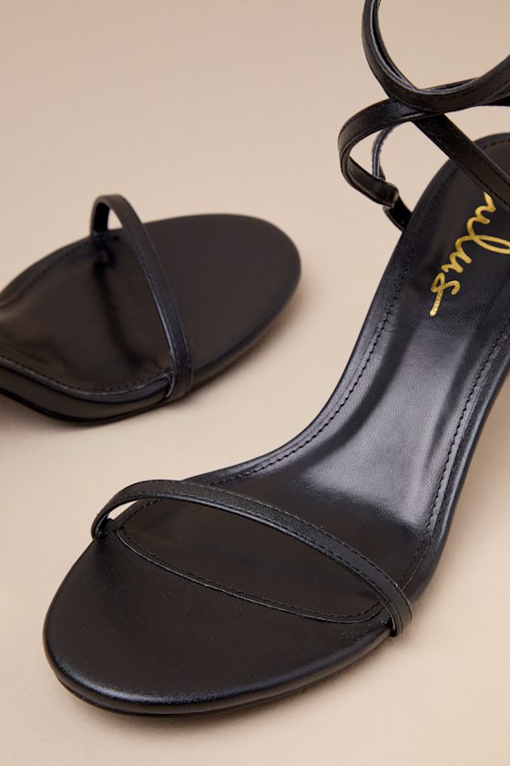 Lulus Sydd Black Ankle Wrap Low Heel Sandals In Black