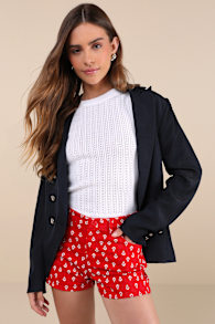 Dipae Red Anchor Print Shorts 4