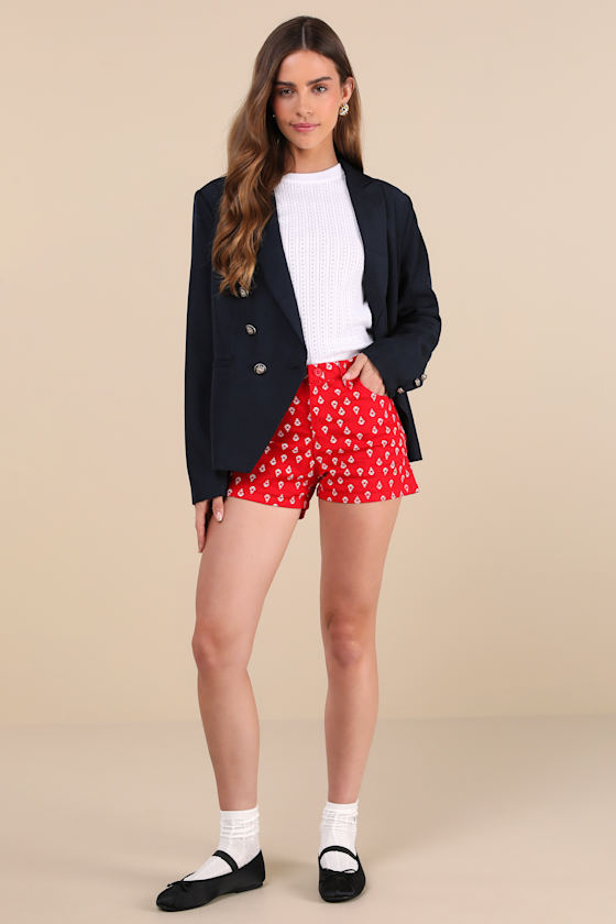 Motel Dipae Red Anchor Print Shorts In Red
