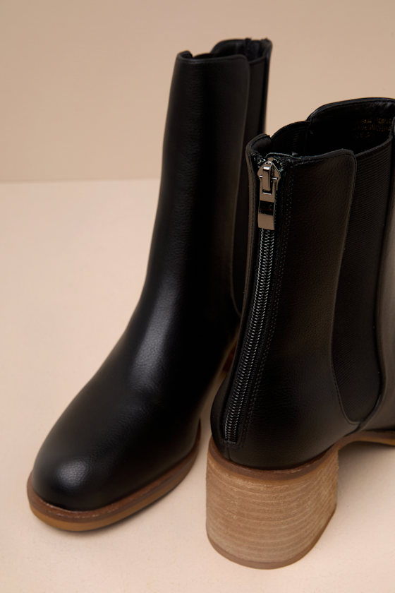 LULUS KARLACH BLACK LOW HEEL ANKLE BOOTIES 
