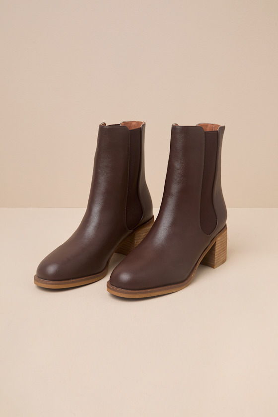 Lulus Karlach Brown Low Heel Ankle Booties In Brown