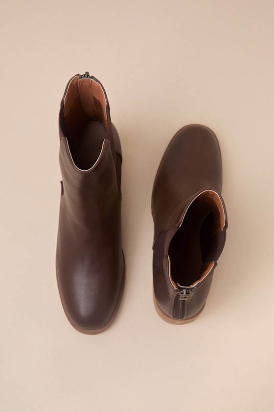 Lulus Karlach Brown Low Heel Ankle Booties In Brown