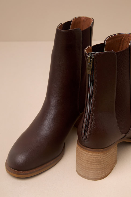 Lulus Karlach Brown Low Heel Ankle Booties In Brown