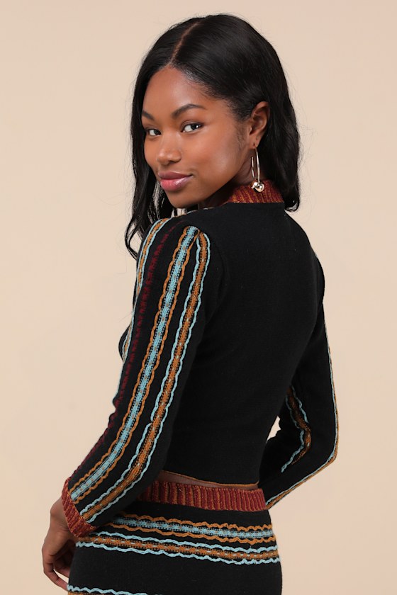 MUTMA Bansho - Black Multi Striped Top - Bustier Sweater Top - Lulus