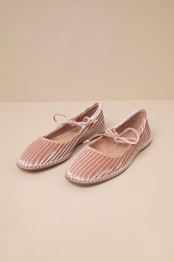 Gerry Dusty Rose Textured Velvet Bow Ballet Flats 1