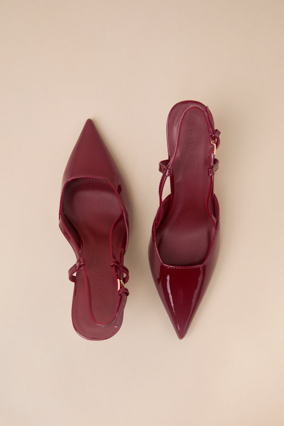 Billini Isabel Cherry Red Patent Pointed-toe Slingback Pumps In Red