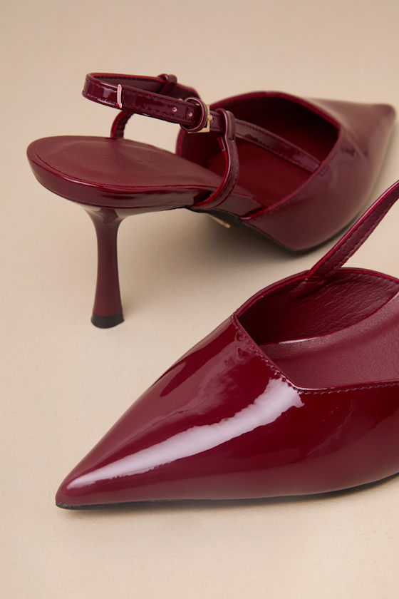 Billini Isabel Cherry Red Patent Pointed-toe Slingback Pumps In Red