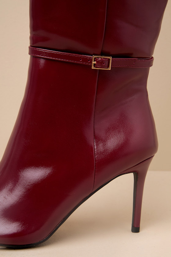 Billini Violetta Cherry Texture Pointed-toe Over The Knee Boots In Red