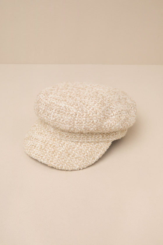 Nine to Five Beige Tweed Newsboy Cabbie Hat 1