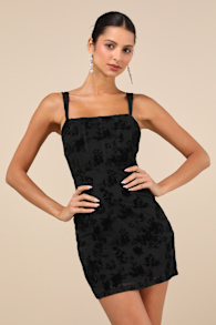 Stunning Status Black Mesh Velvet Burnout Bustier Mini Dress 1