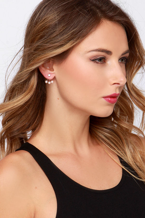 Silver Pearl Earring Jackets Silver Earring Jackets Lulus