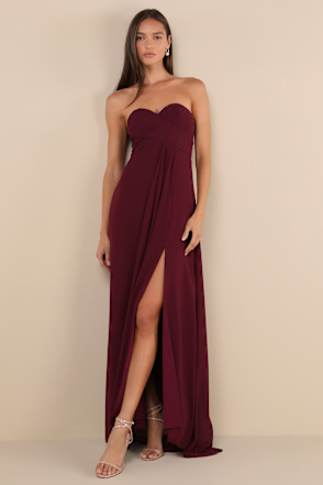chinese dress ladies Faylinn Purple Strapless Maxi Dress - US 10
