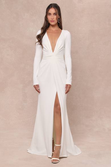 chinese dress ladies Long Sleeve Maxi Dress | White | Sustainable Clothing main image 1