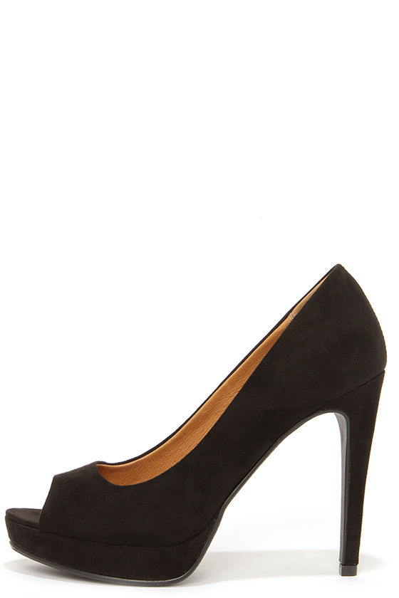 Sexy Black Heels - Peep Toe Heels - Platform Pumps - $69.00 - Lulus