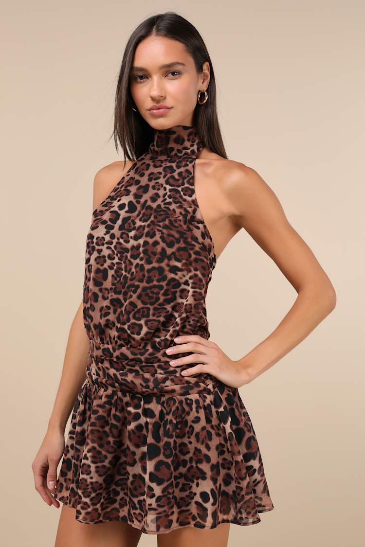 mini black dress halter Morocco Halterneck Mini Dress main image 1