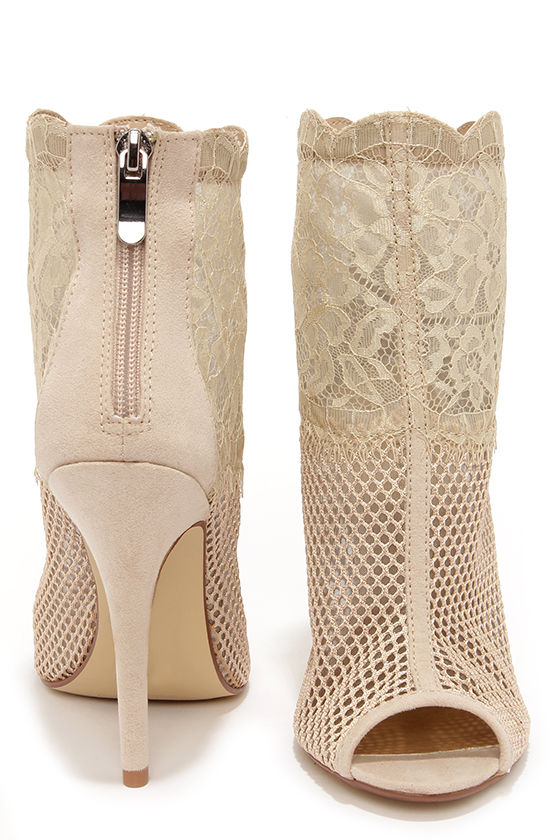 Chinese Laundry Jeopardy Nude Mesh and Lace Booties