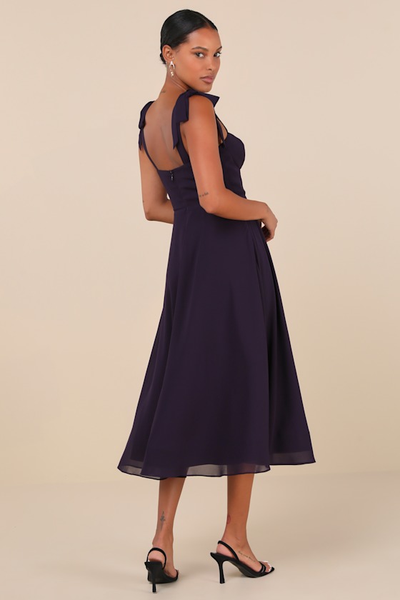 Lulus Sophisticated Charisma Purple Blue Tie-strap A-line Midi Dress In Purple
