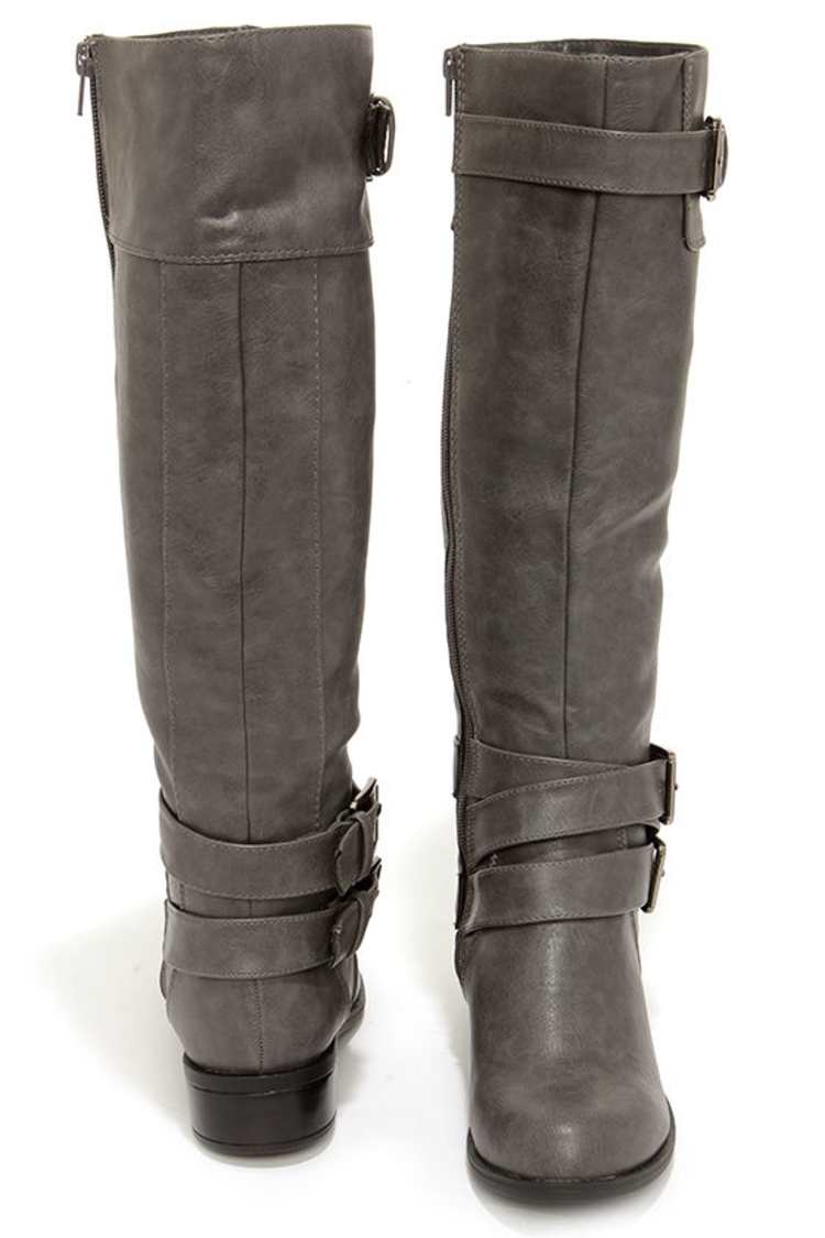 High Boots Soda Riding Boots Soda Doric Grey Knee-High Riding Boots