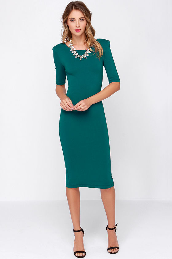 dark teal midi dress