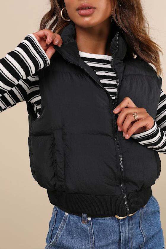 Mockneck puffer vest top