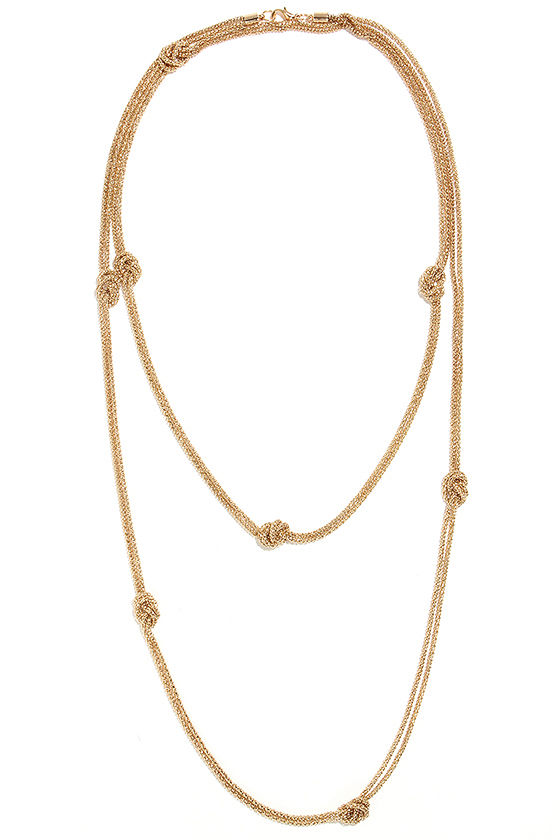 Pretty Gold Necklace Chain Necklace Knot Necklace 13.00