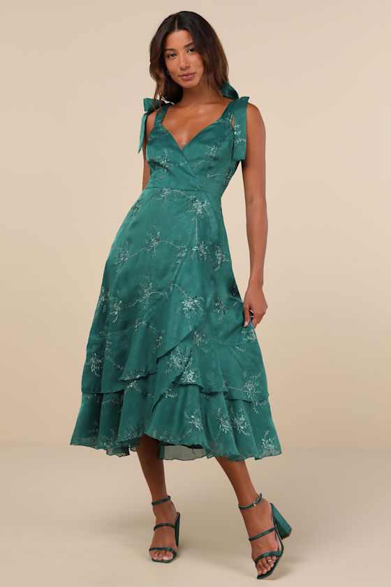 Lulus Limitless Adoration Sage Green 3d Floral Embroidered Midi Dress In Sage Green