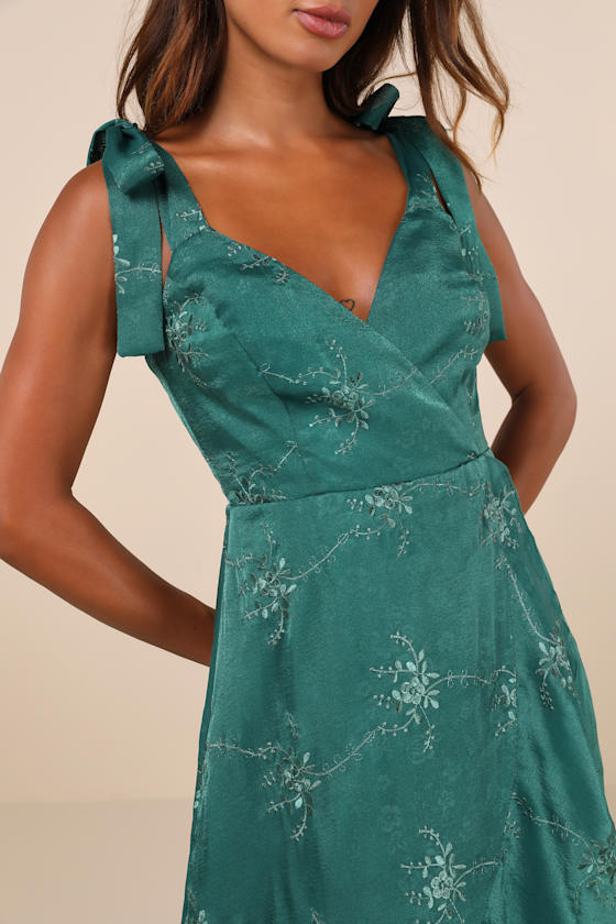 Lulus Limitless Adoration Sage Green 3d Floral Embroidered Midi Dress In Sage Green