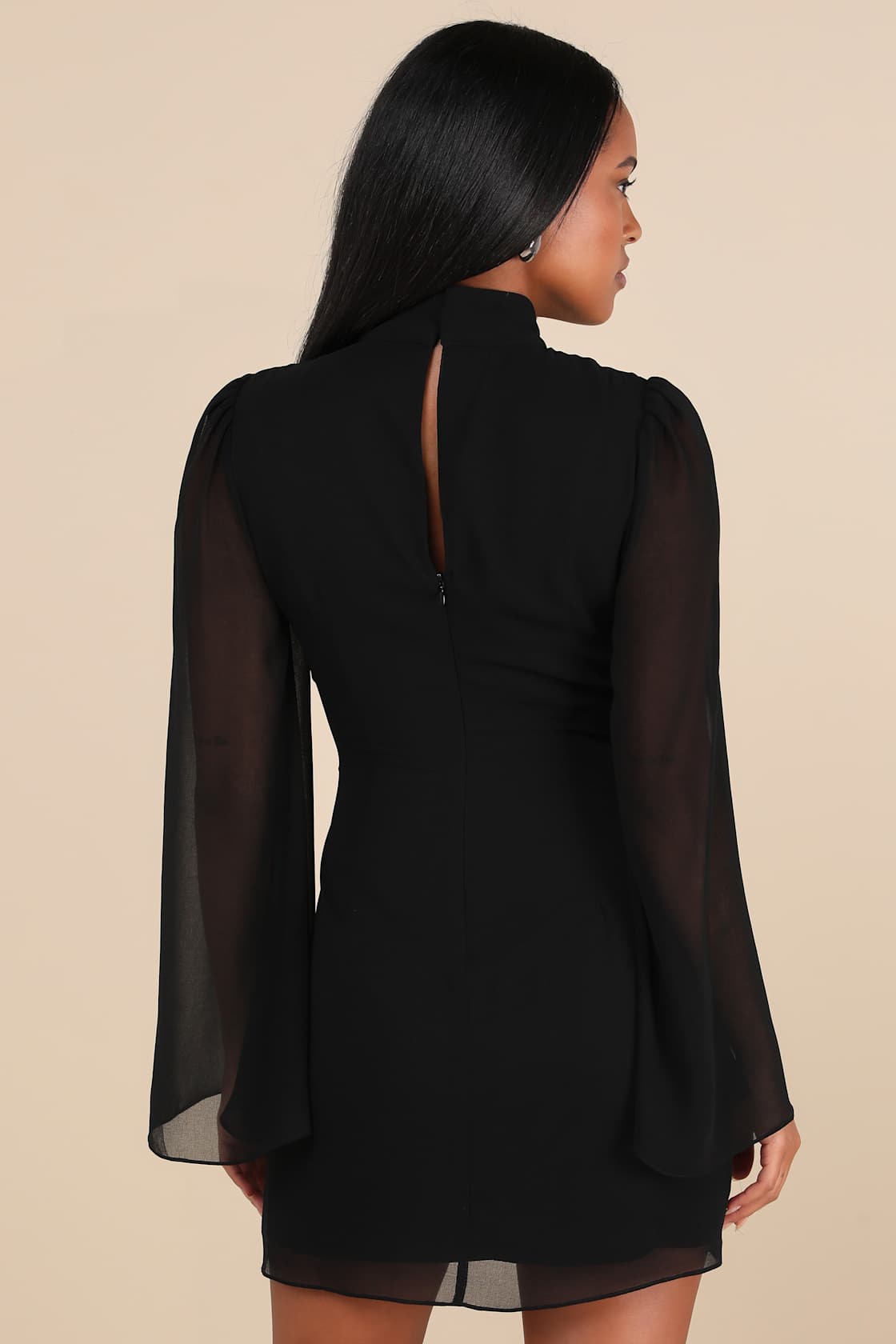 Guaranteed Chicness Black Mock Neck Mini Dress